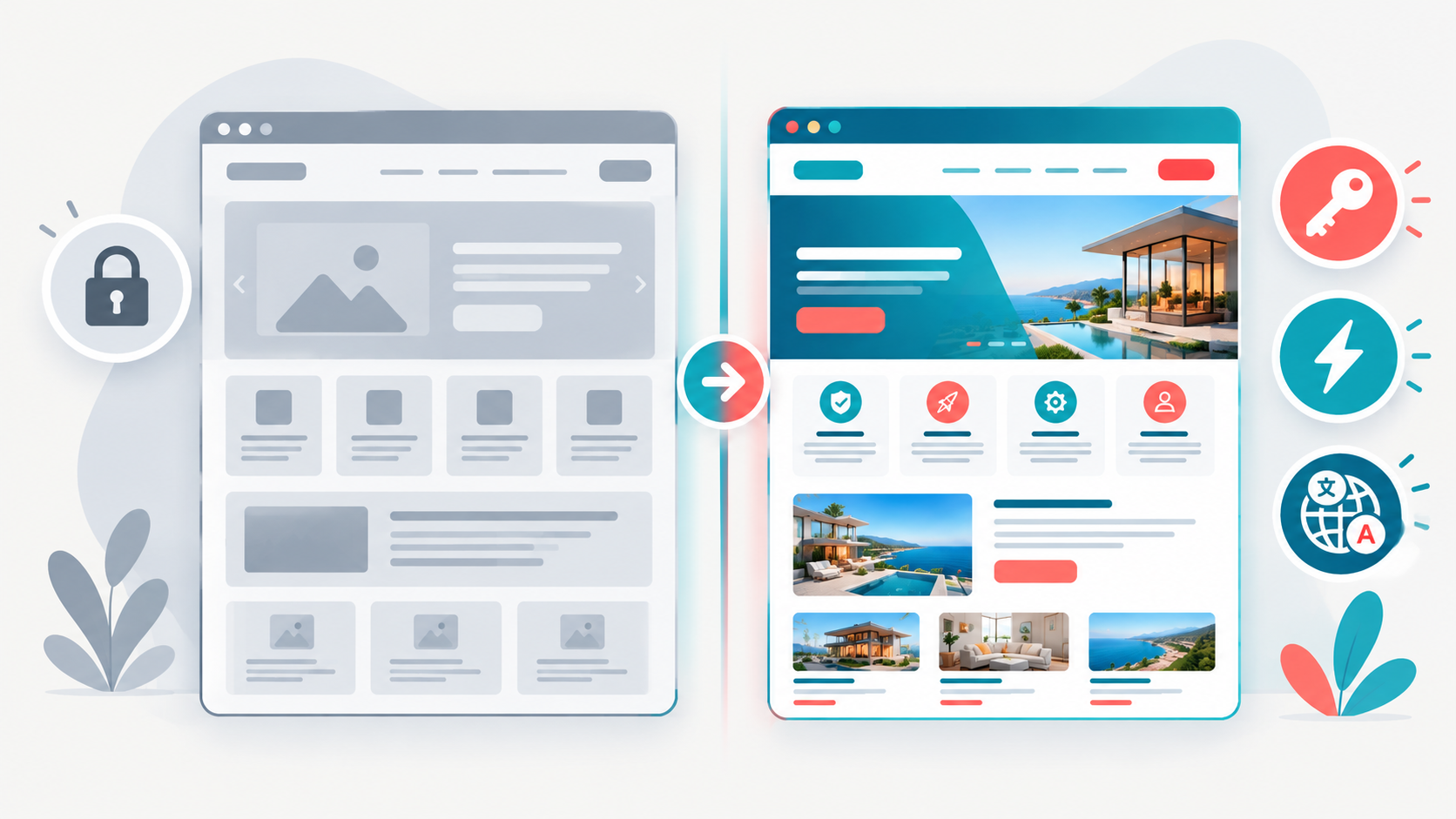 Side-by-side comparison of a custom ACF WordPress build and an AI-generated website