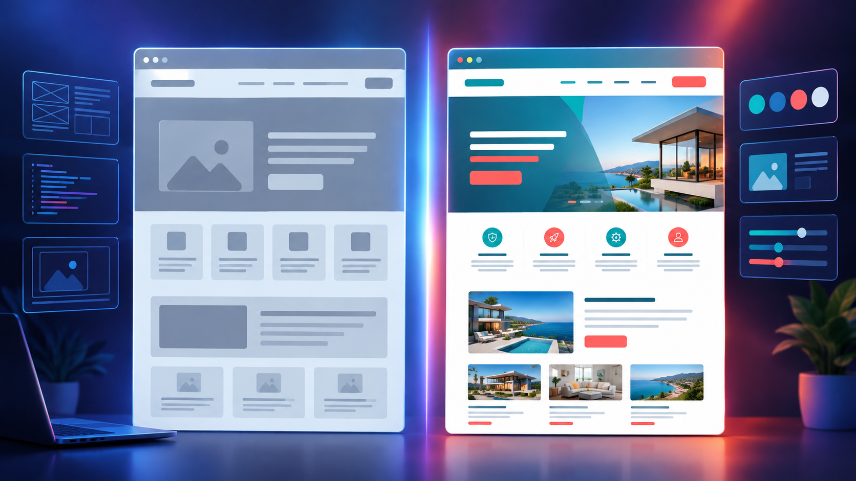 Custom ACF WordPress website compared with an AI-generated website